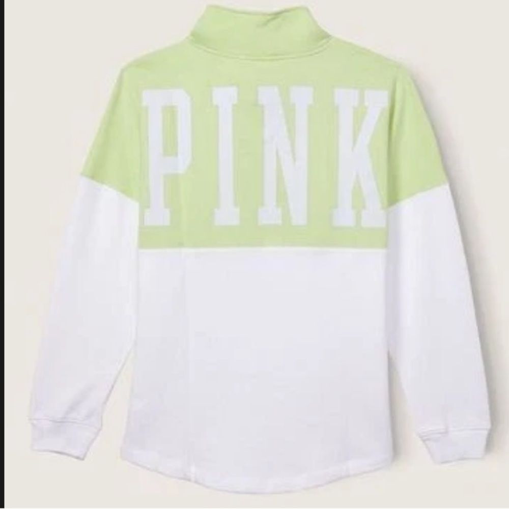 VICTORIA'S SECRET PINK VARSITY HALF ZIP CREW PULLOVER SWEATSHIRT SIZE M